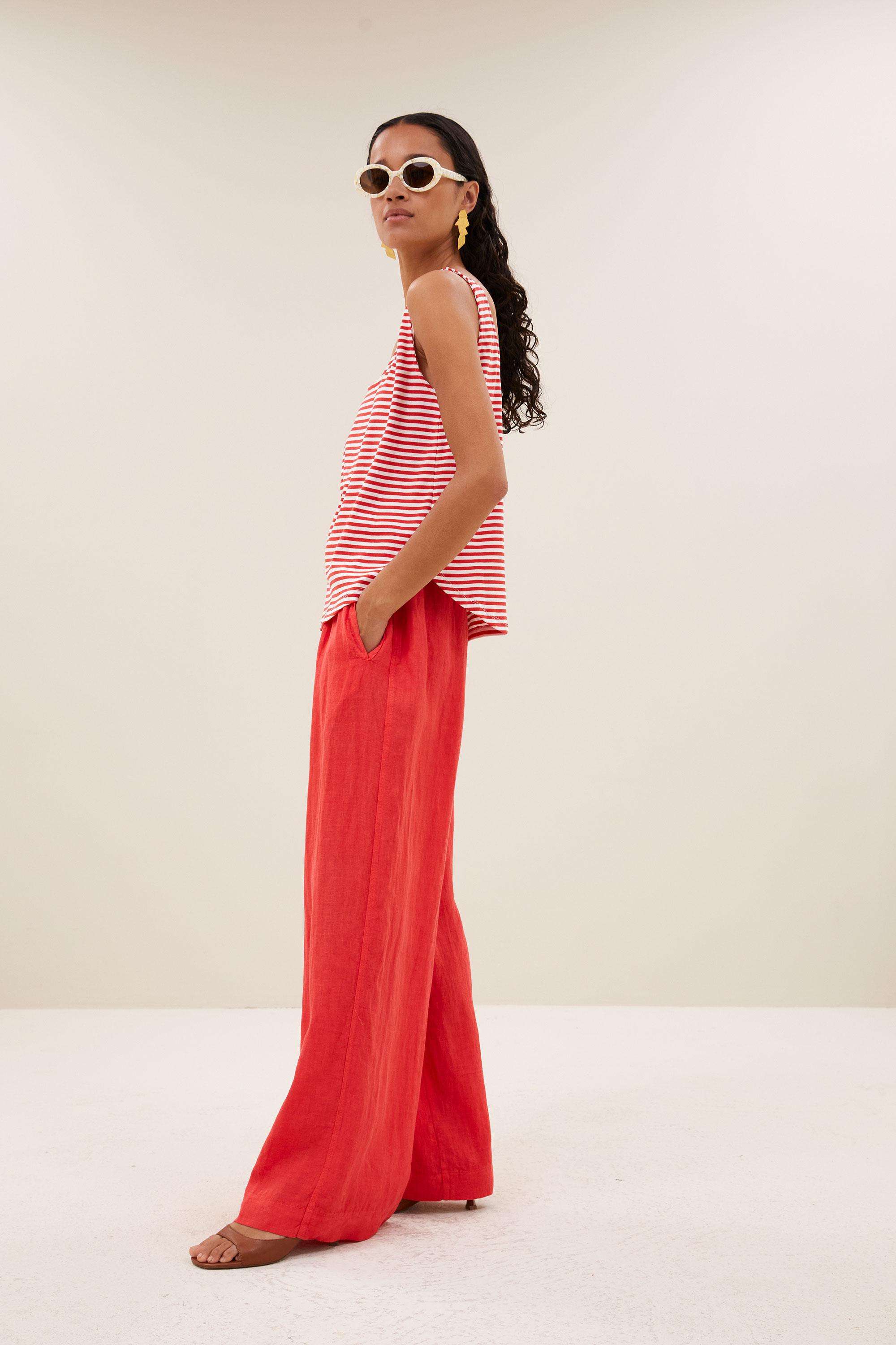 By-Bar Kid Stripe Singlet Damen Trägertop weiß-rot